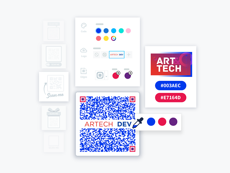 vCard QR 코드는 개인 스타일이나 브랜드에 맞게 사용자 정의할 수 있음